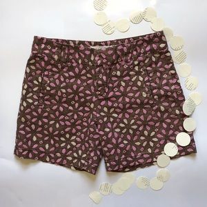 LOFT Linen Cotton Bright Print Shorts with Pockets